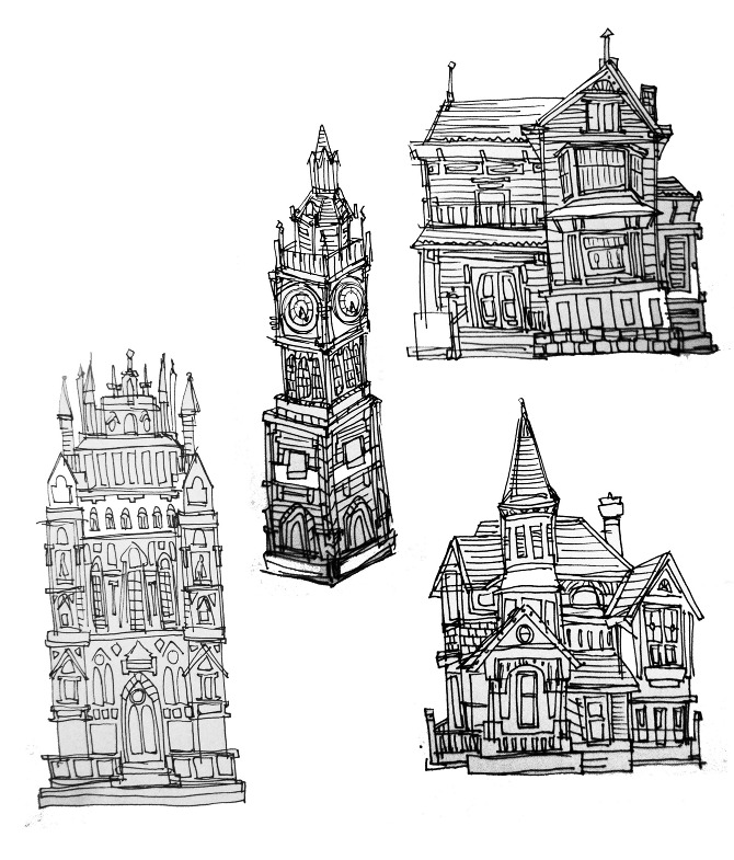 illustration building sketches christine chen